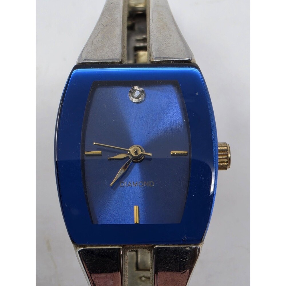 Allude Quartz Watch Blue Dial Rectangular Two Tone Japan Movt FMDL062 Need Batt
